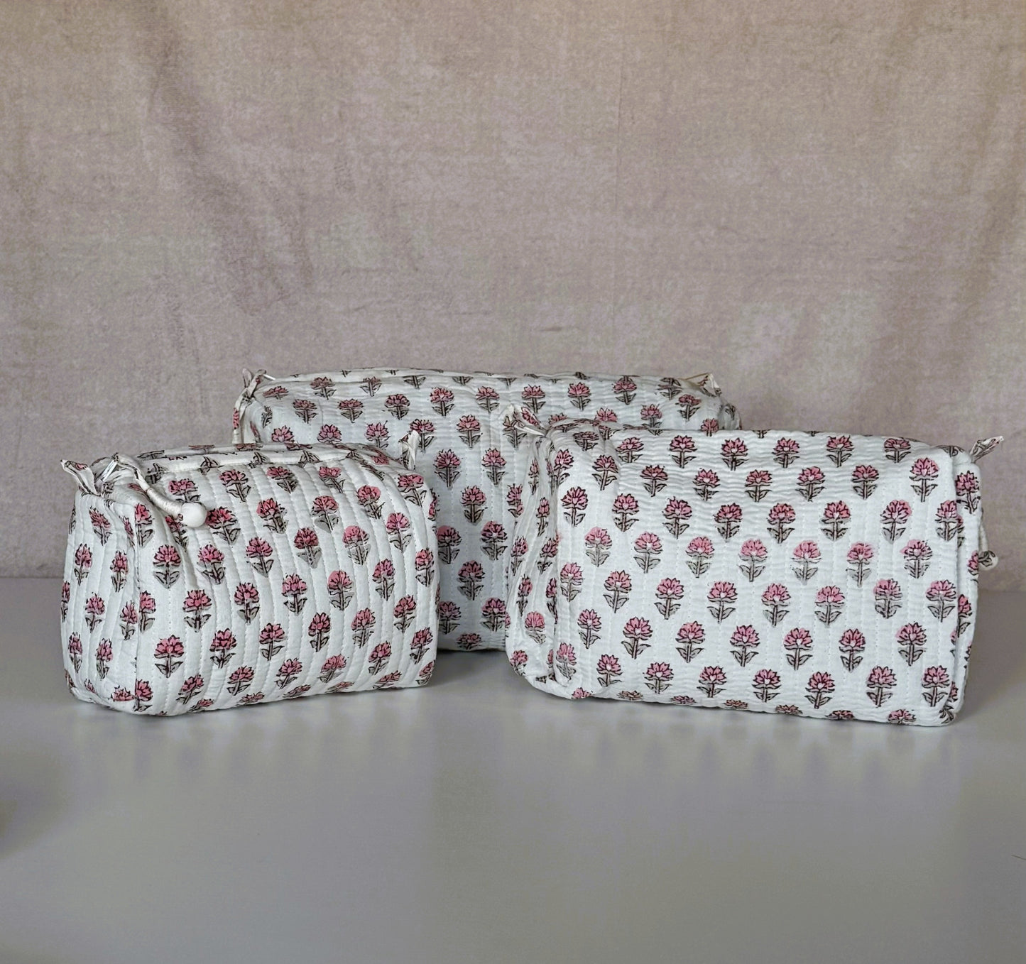 Set of 3 Pouches | Mini Pink Floral