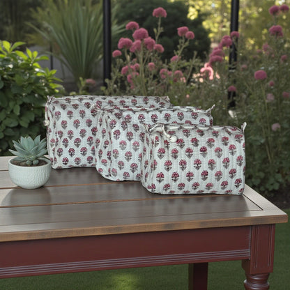 Set of 3 Pouches | Mini Pink Floral