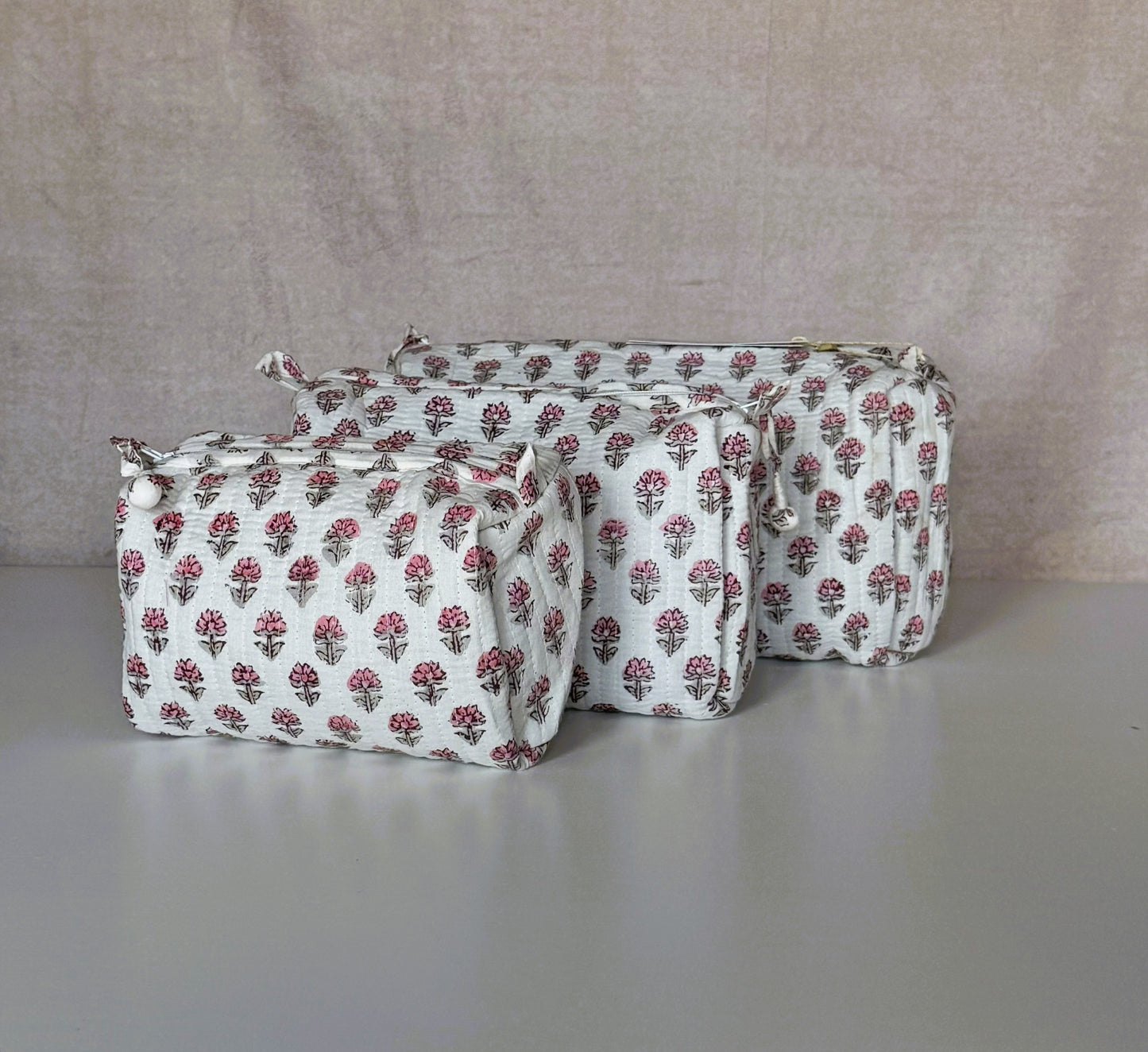 Set of 3 Pouches | Mini Pink Floral