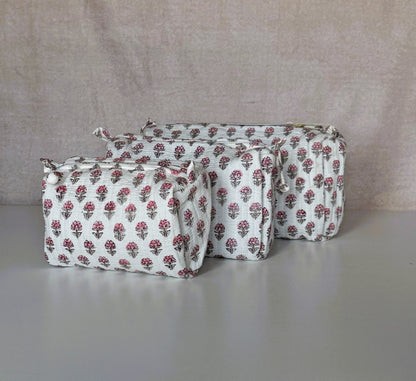 Set of 3 Pouches | Mini Pink Floral