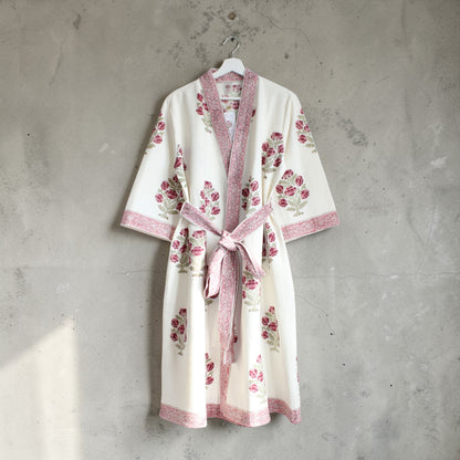 Hand Printed Bathrobe | Roses