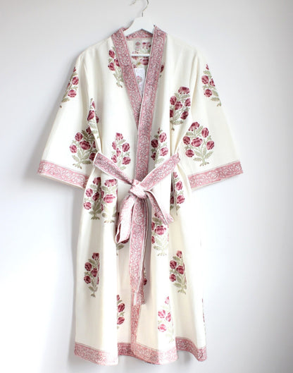 Hand Printed Bathrobe | Roses