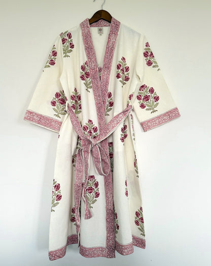 Hand Printed Bathrobe | Roses