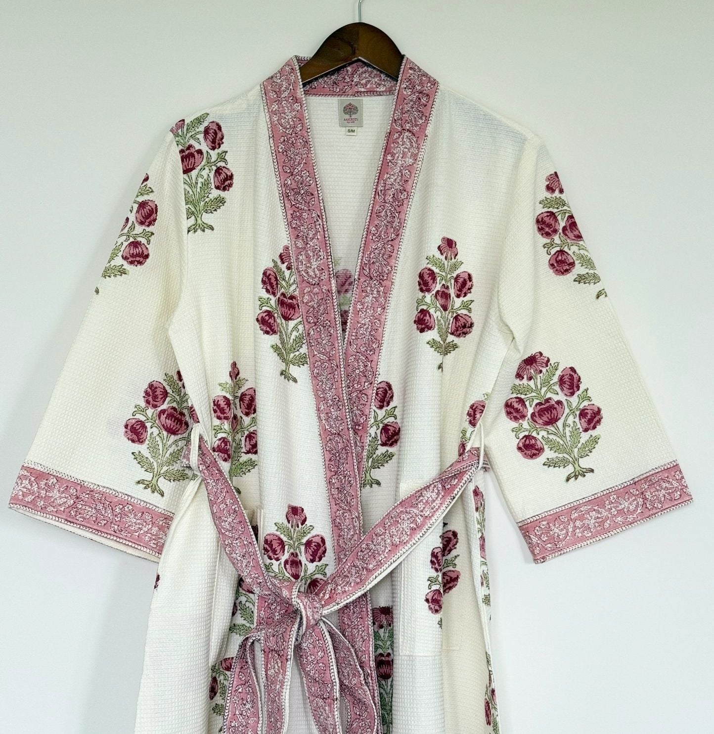 Hand Printed Bathrobe | Roses
