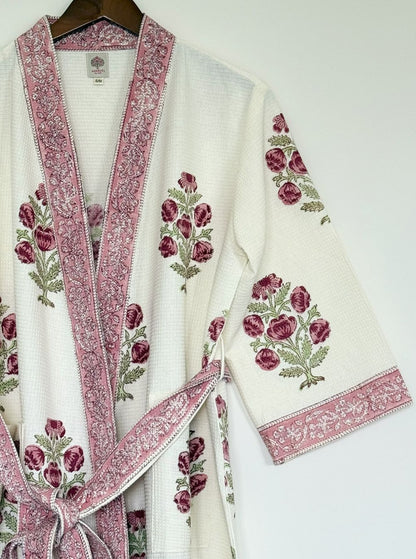 Hand Printed Bathrobe | Roses