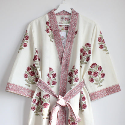 Hand Printed Bathrobe | Roses