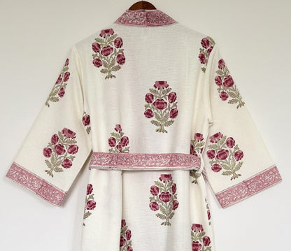 Hand Printed Bathrobe | Roses