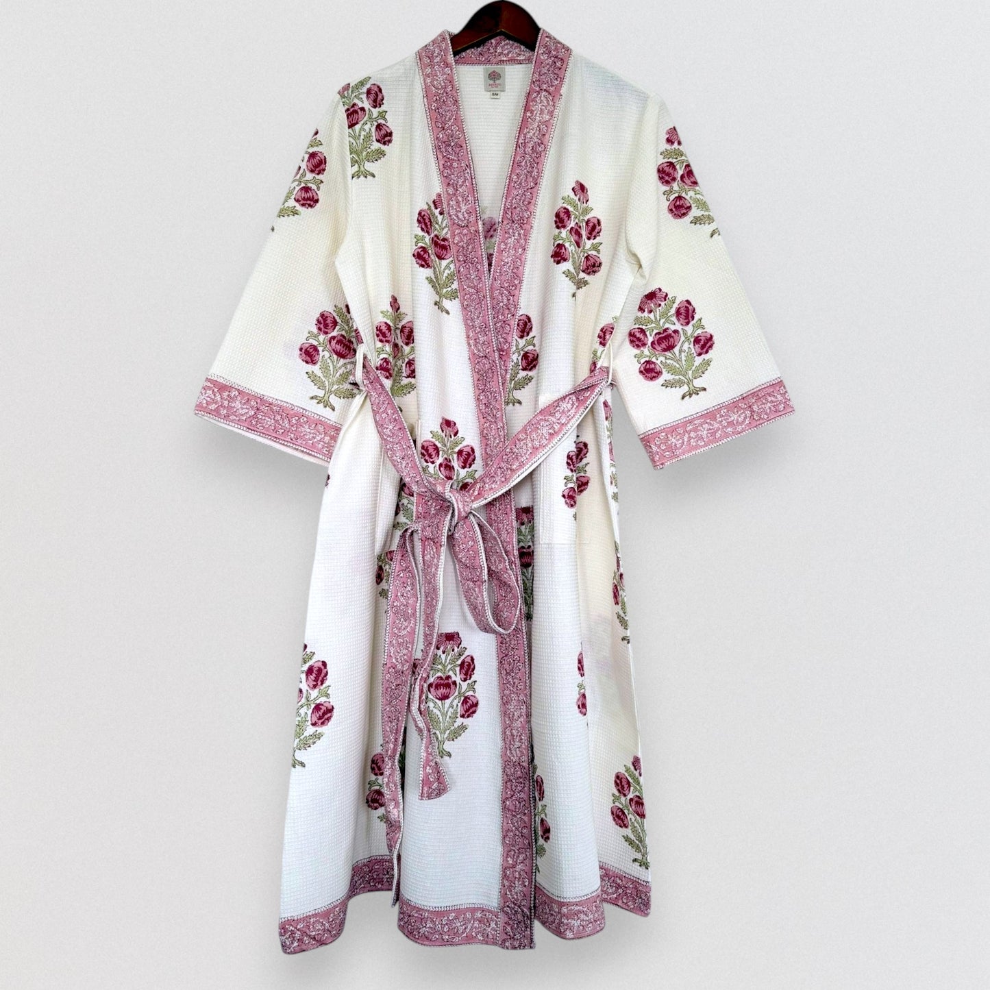 Hand Printed Bathrobe | Roses