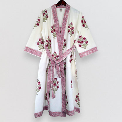 Hand Printed Bathrobe | Roses