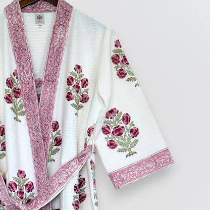 Hand Printed Bathrobe | Roses