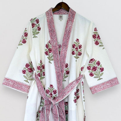 Hand Printed Bathrobe | Roses