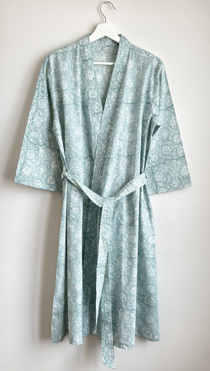 House Coat | Sea Green Floral