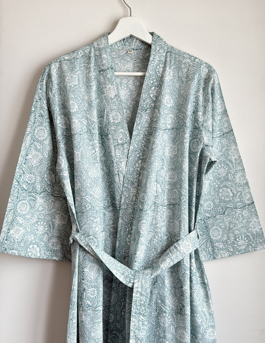 House Coat | Sea Green Floral