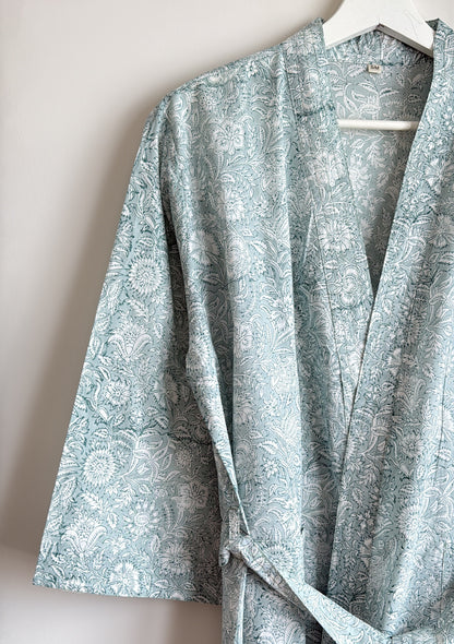House Coat | Sea Green Floral
