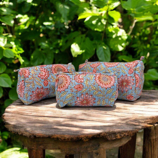 Set of 3 Pouches | Blue Multi
