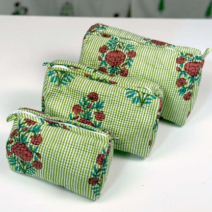 Set of 3 Pouches | Green Stripe