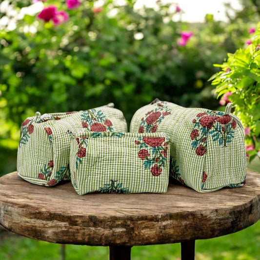 Set of 3 Pouches | Green Stripe