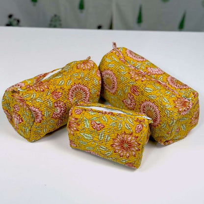 Set of 3 Pouches | Mustard Multi