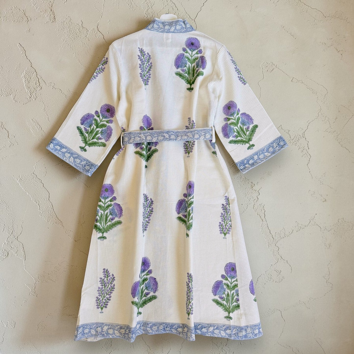 Hand Printed Bathrobe | Voilet Marigold