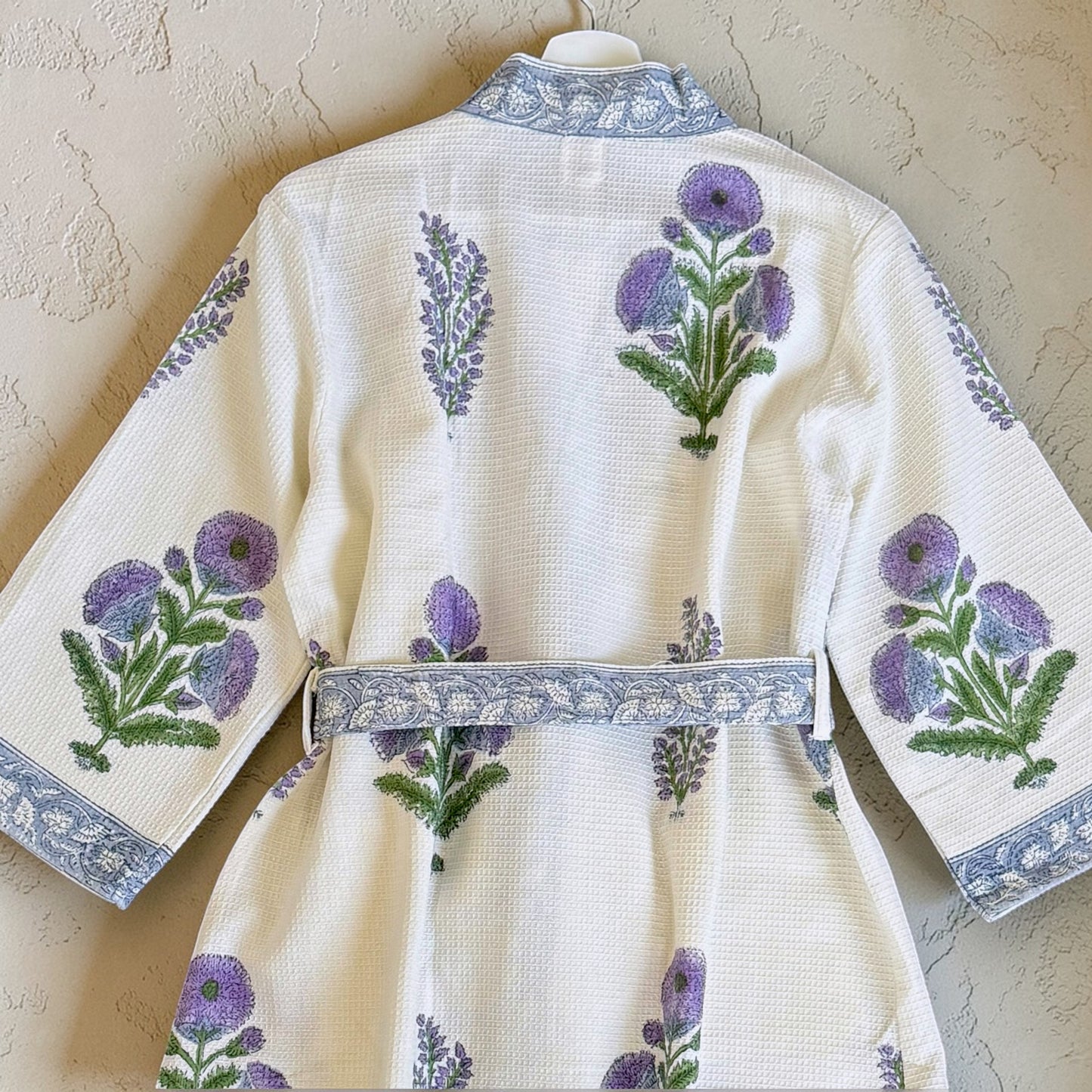 Hand Printed Bathrobe | Voilet Marigold