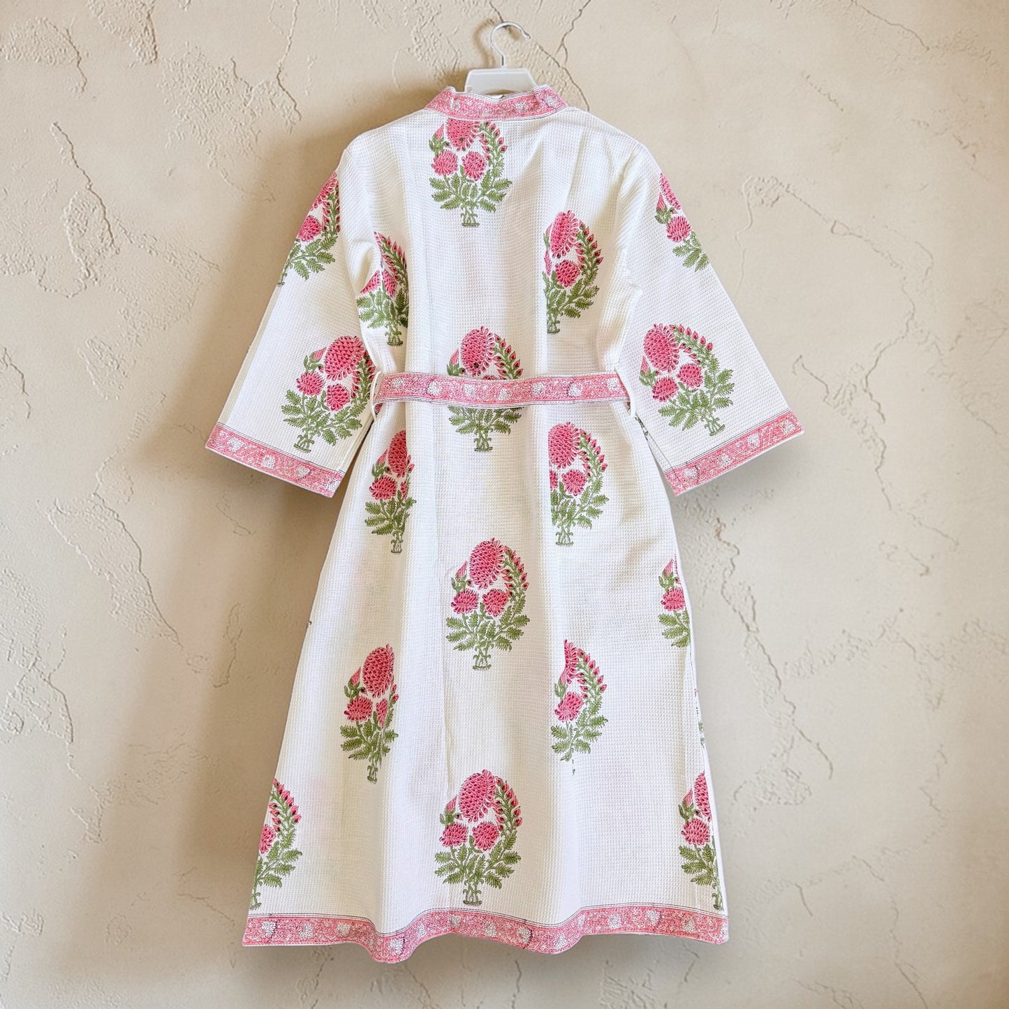 Hand Printed Bathrobe | Peach Floral