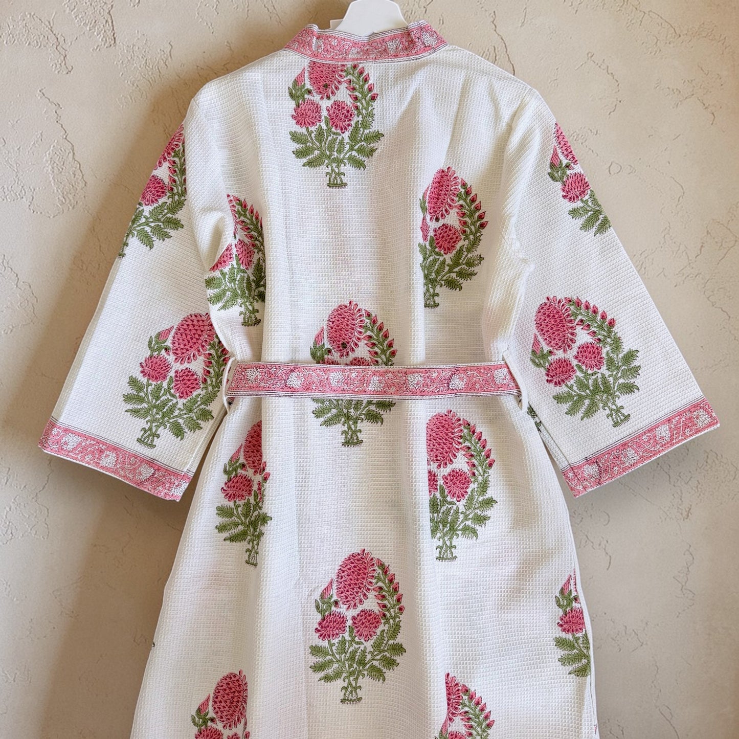 Hand Printed Bathrobe | Peach Floral