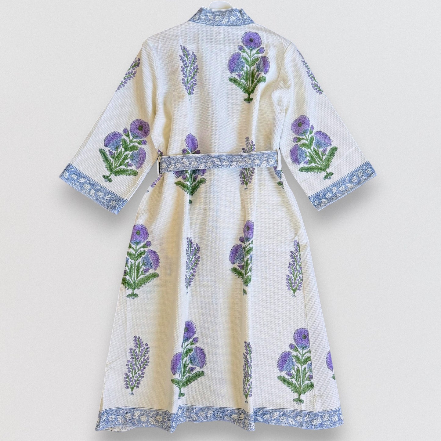 Hand Printed Bathrobe | Voilet Marigold