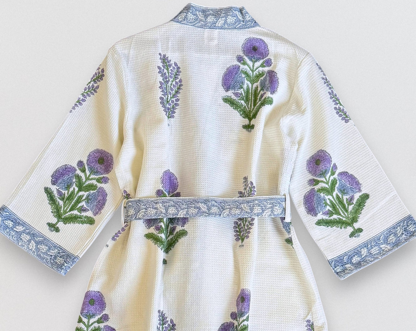 Hand Printed Bathrobe | Voilet Marigold